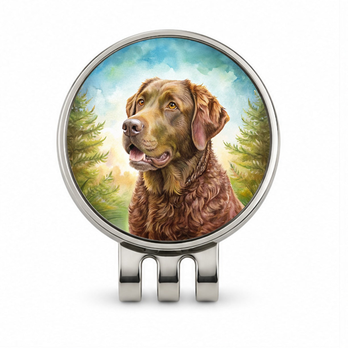 Chesapeake Bay Retriever Dog Illustration Golf Hat Clip with Ball Marker
