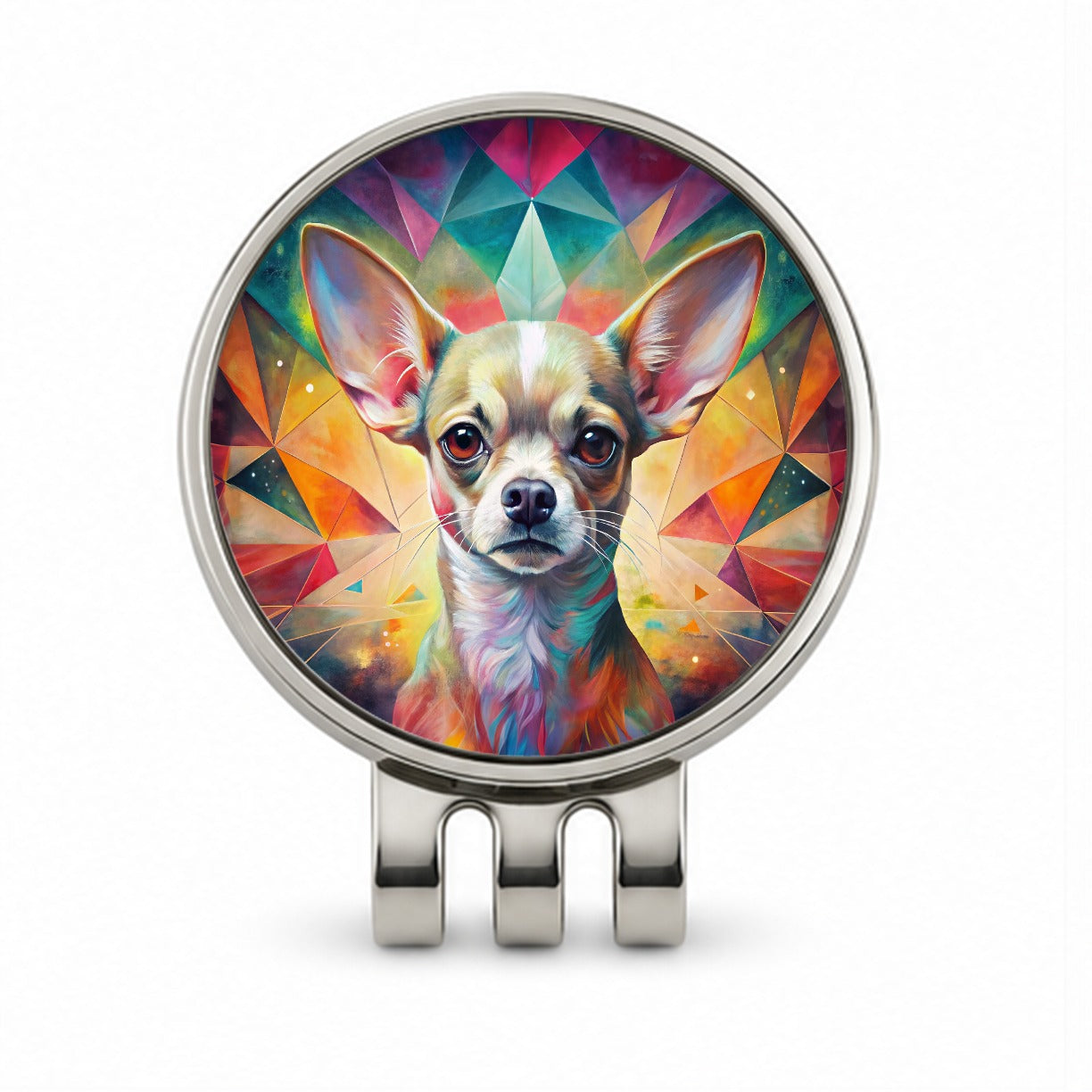 Chihuahua Dog Abstract Art Golf Hat Clip with Ball Marker
