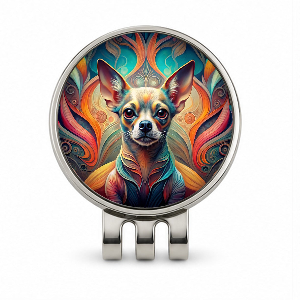 Chihuahua Dog Abstract Stylized Art Golf Hat Clip with Ball Marker