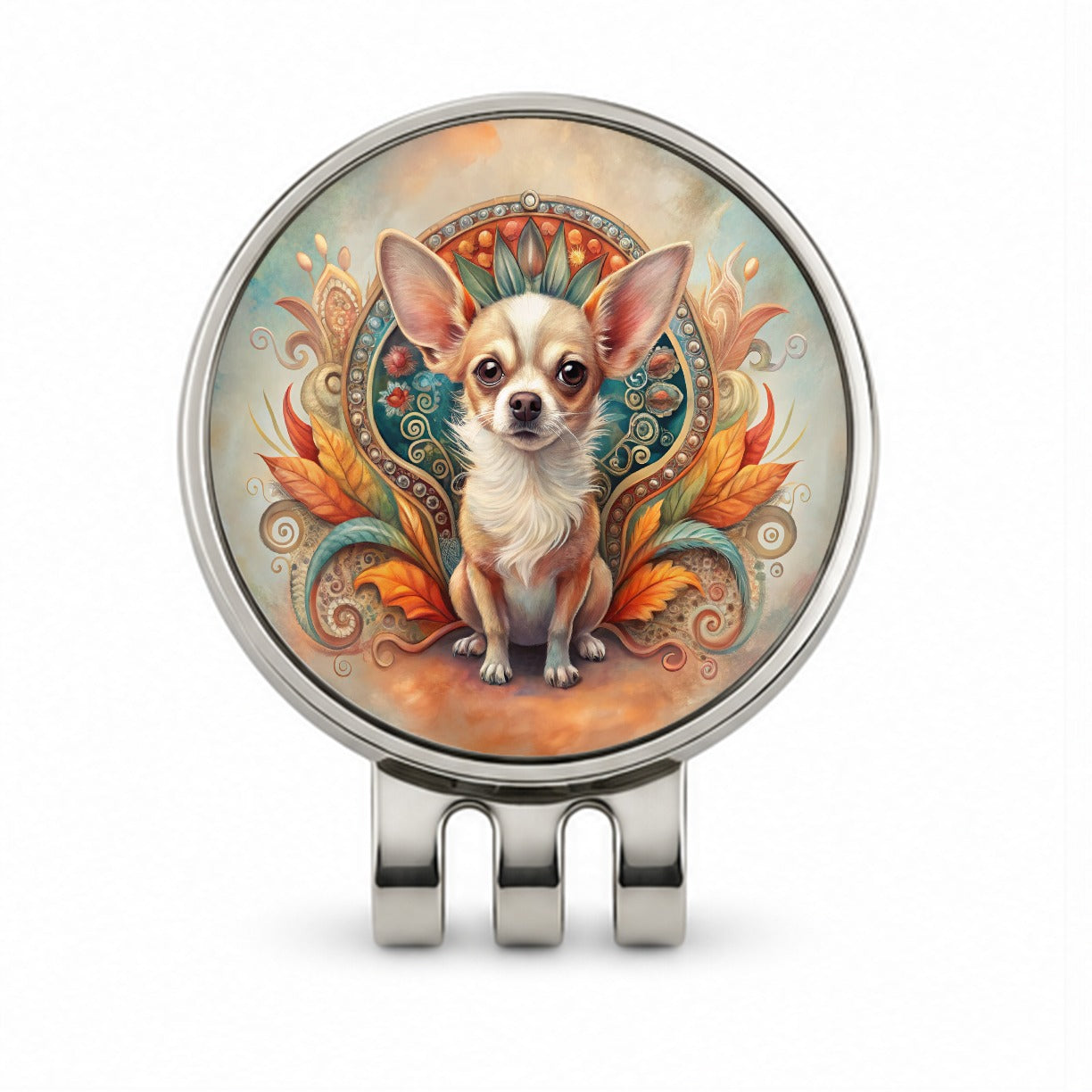 Chihuahua Dog Art Nouveau Golf Hat Clip with Ball Marker