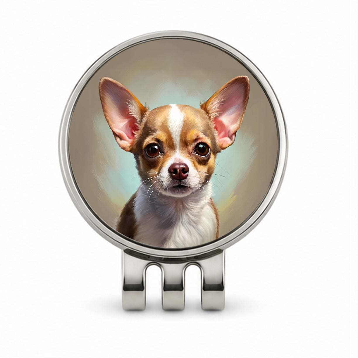 Chihuahua Dog Illustration Golf Hat Clip with Ball Marker