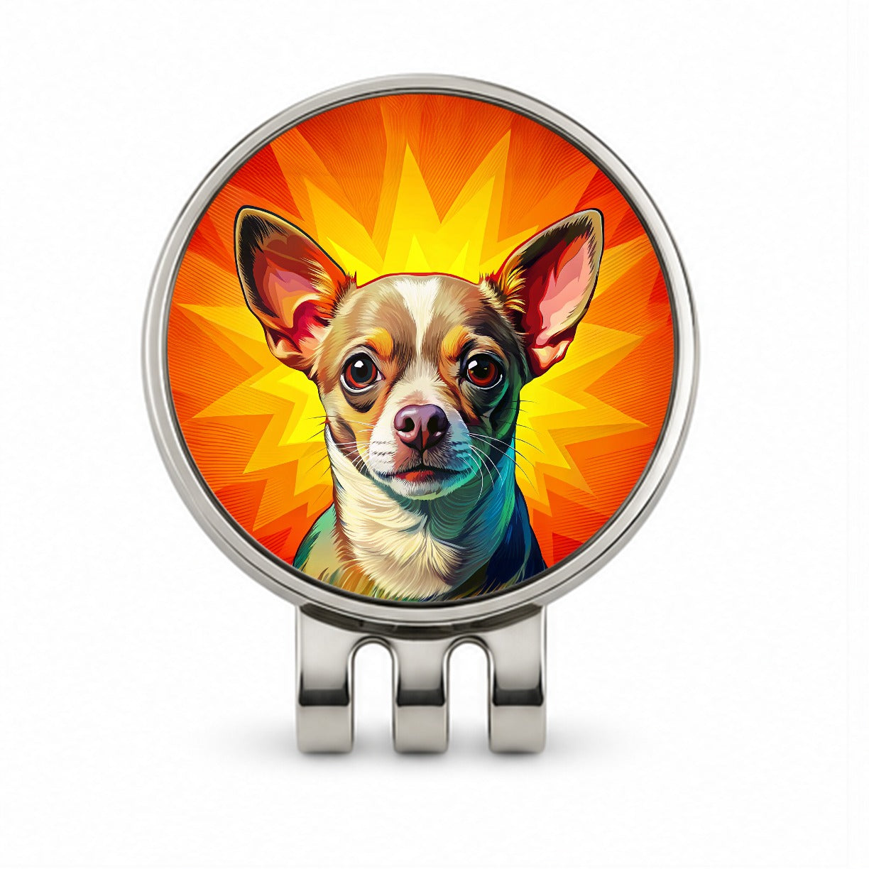 Chihuahua Dog Pop Art Golf Hat Clip with Ball Marker