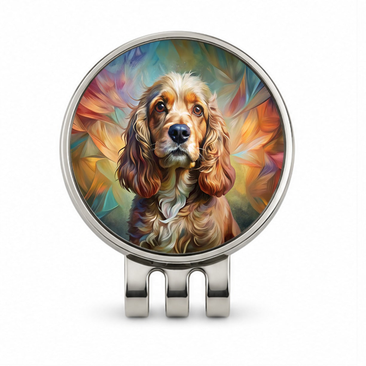 Cocker Spaniel Dog Abstract Art Golf Hat Clip with Ball Marker