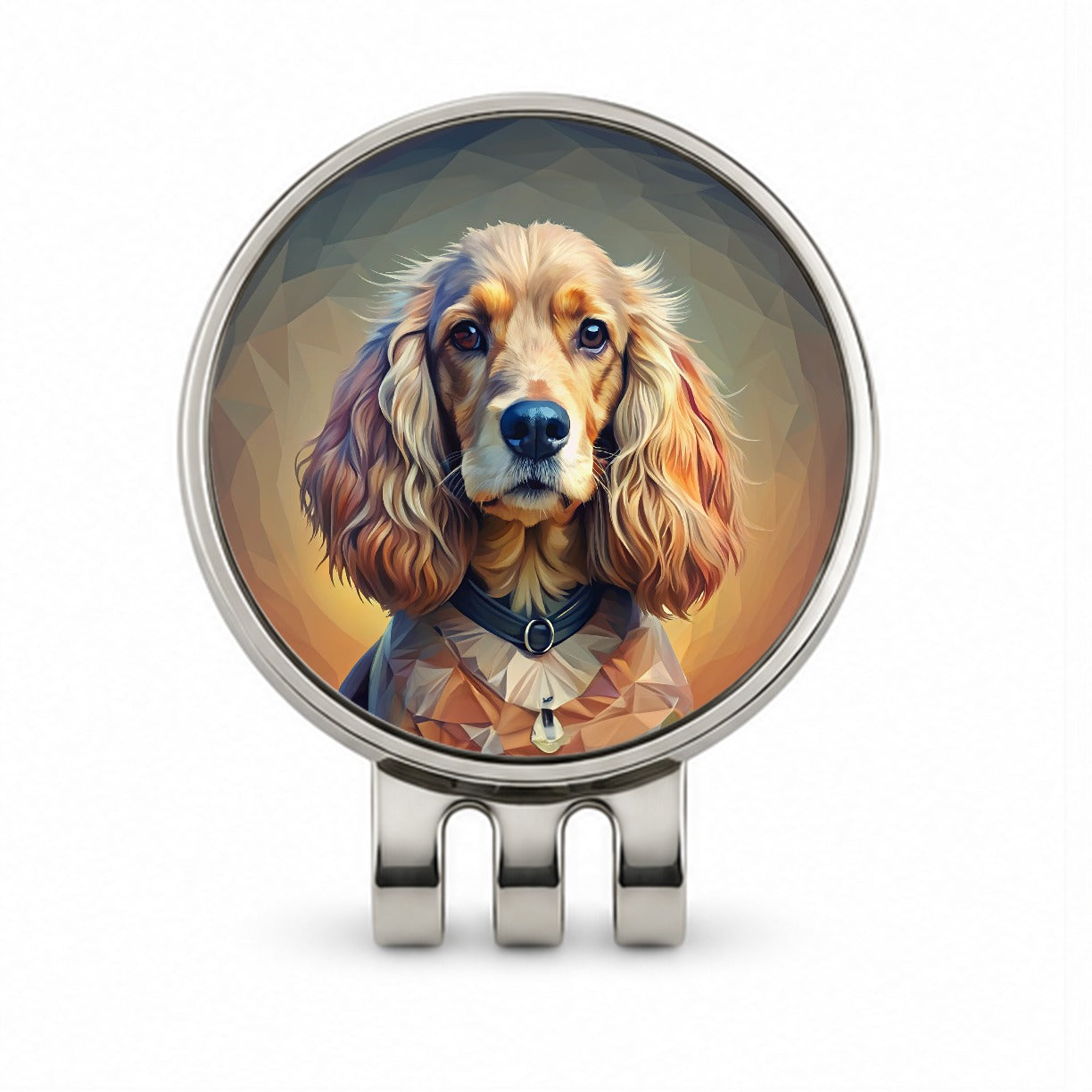 Cocker Spaniel Dog Abstract Stylized Art Golf Hat Clip with Ball Marker