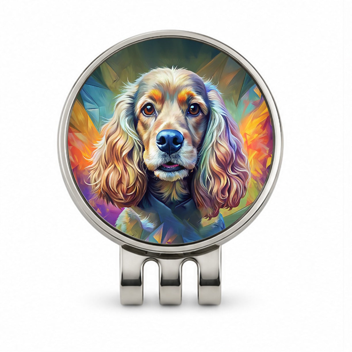 Cocker Spaniel Dog Expressionism Art Golf Hat Clip with Ball Marker