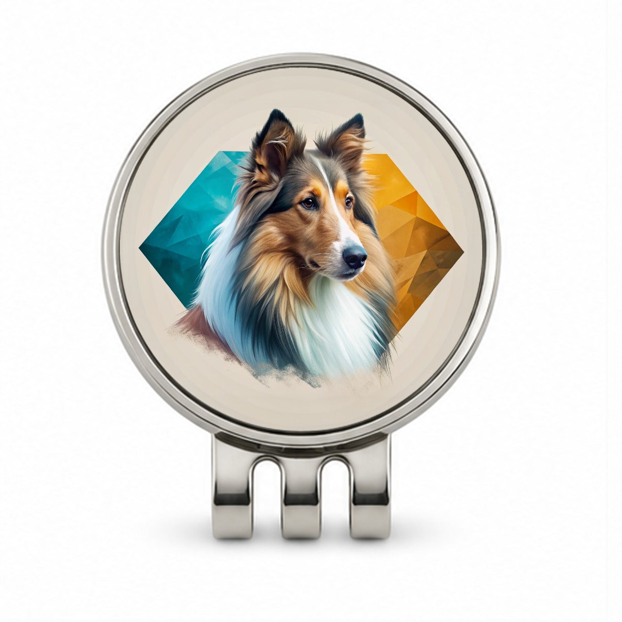 Collie Dog Contemporary Art Golf Hat Clip with Ball Marker