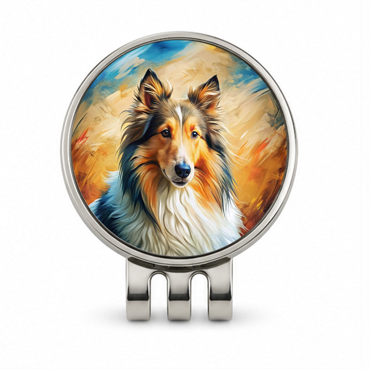 Collie Dog Expressionism Art Golf Hat Clip with Ball Marker