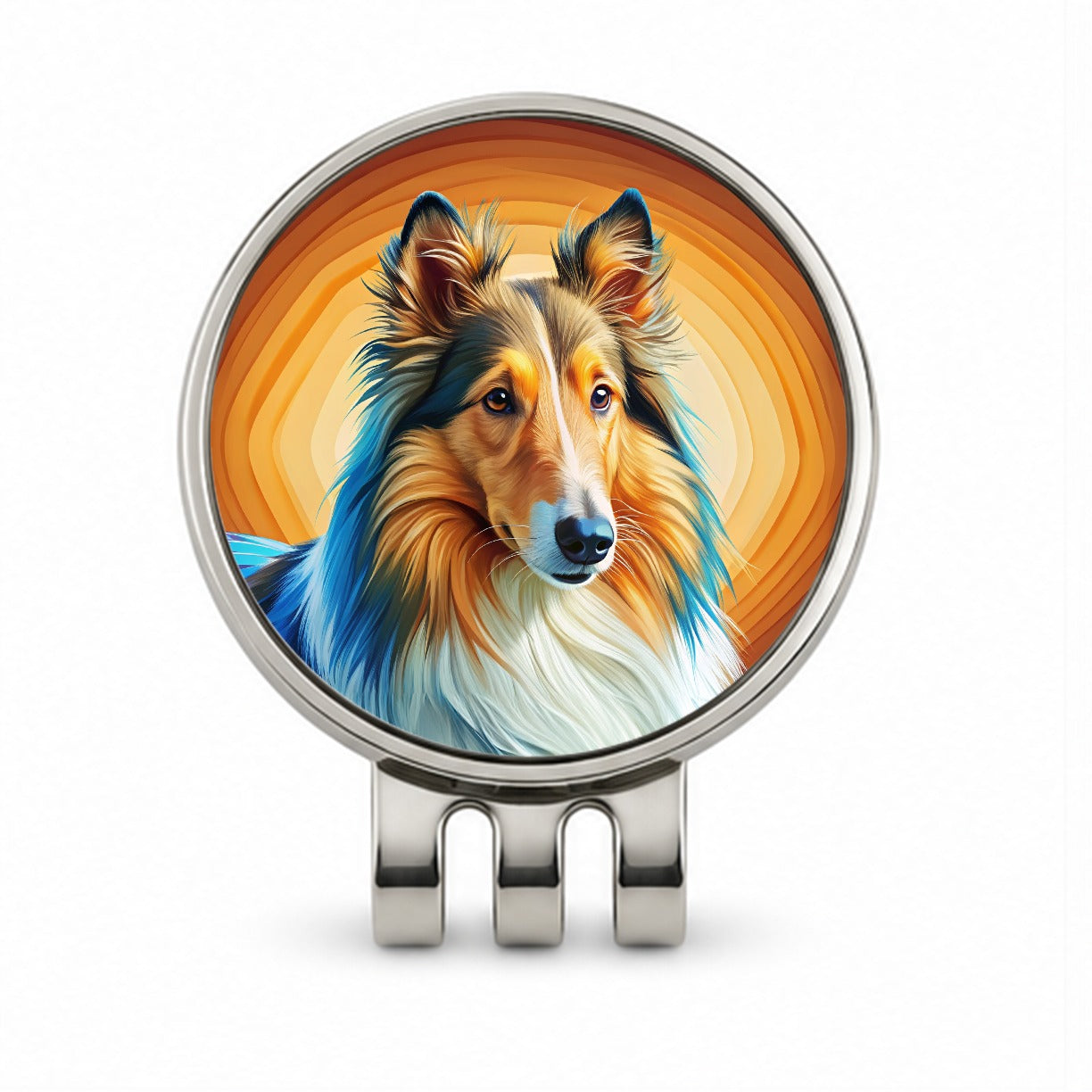Collie Dog Pop Art Golf Hat Clip with Ball Marker