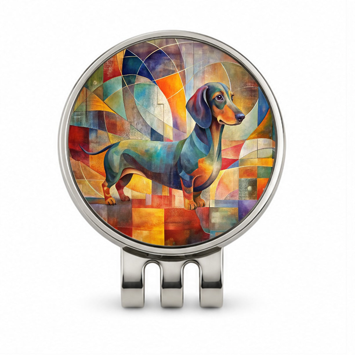 Dachshund Dog Abstract Art Golf Hat Clip with Ball Marker