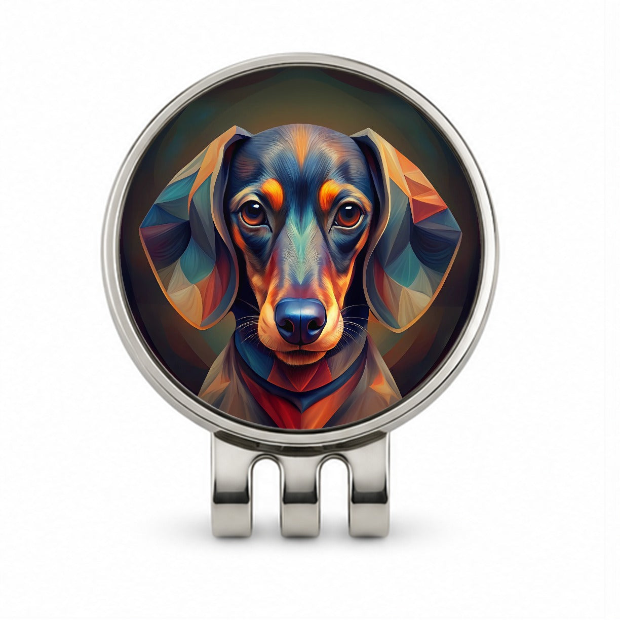 Dachshund Dog Abstract Stylized Art Golf Hat Clip with Ball Marker