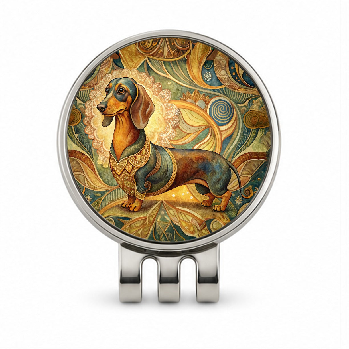 Dachshund Dog Art Nouveau Golf Hat Clip with Ball Marker