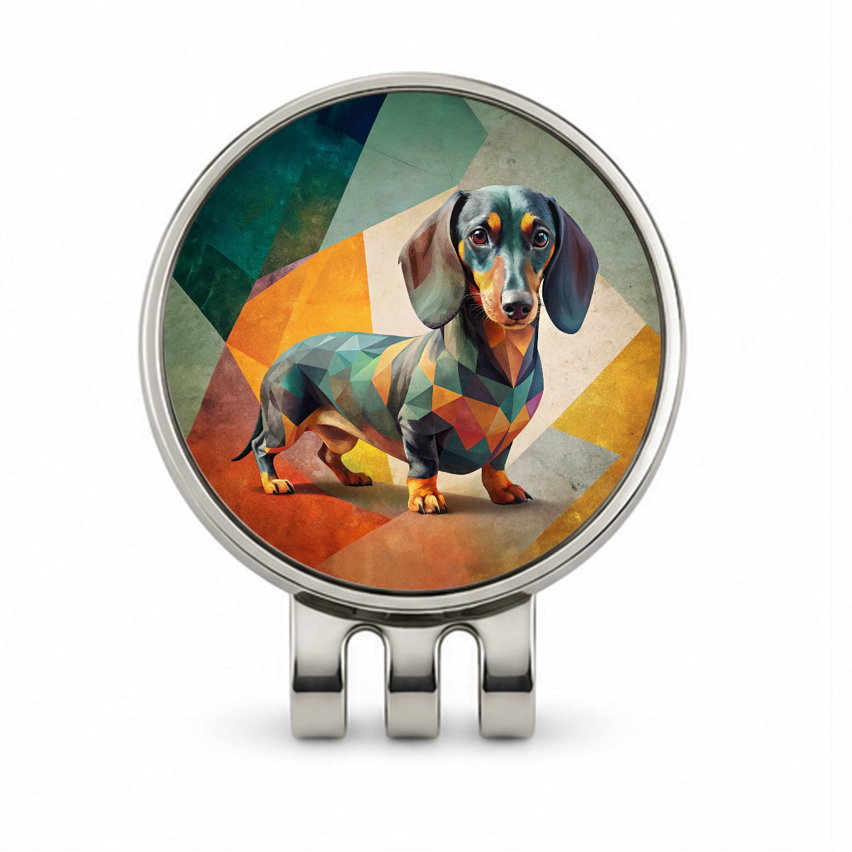 Dachshund Dog Contemporary Art Golf Hat Clip with Ball Marker