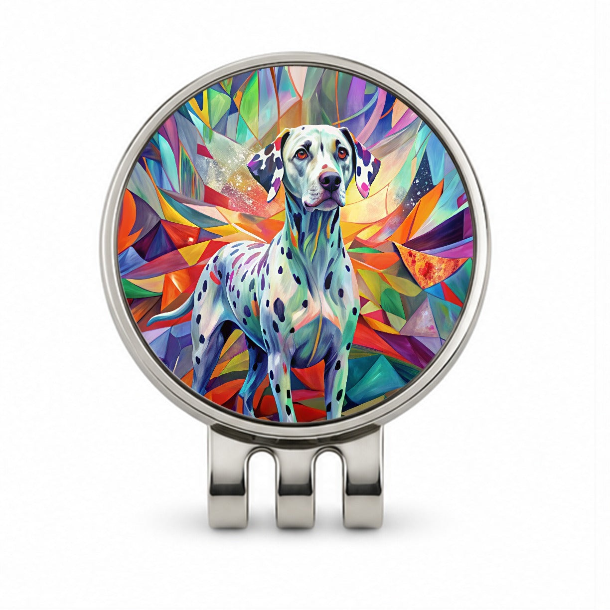 Dalmatian Dog Abstract Art Golf Hat Clip with Ball Marker