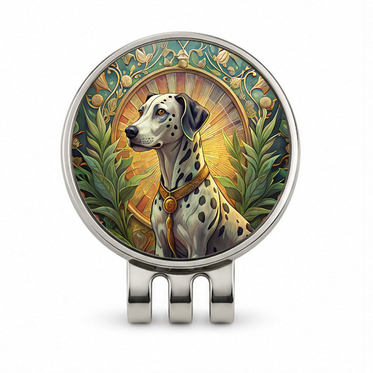 Dalmatian Dog Art Nouveau Golf Hat Clip with Ball Marker