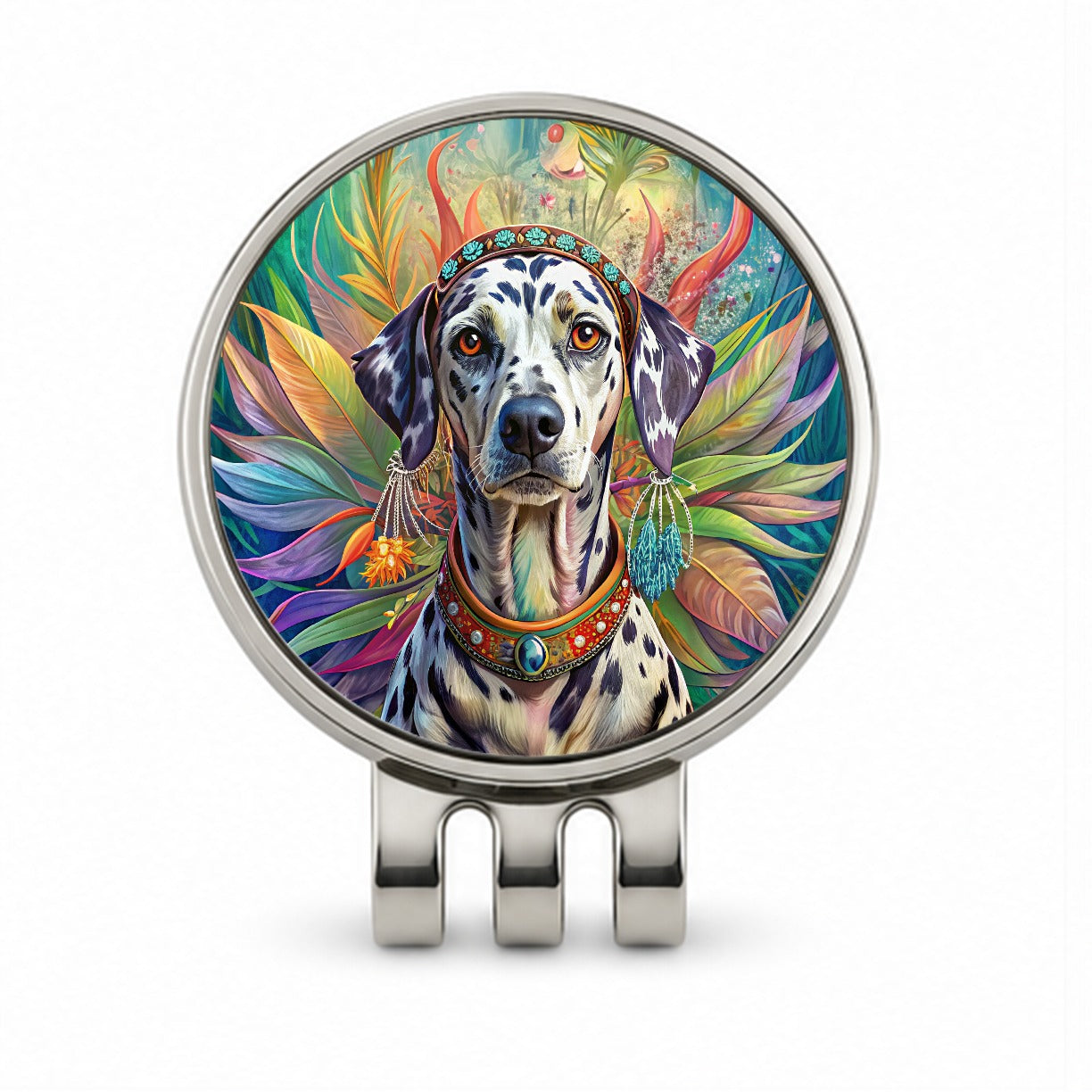 Dalmatian Dog Bohemian Art Golf Hat Clip with Ball Marker