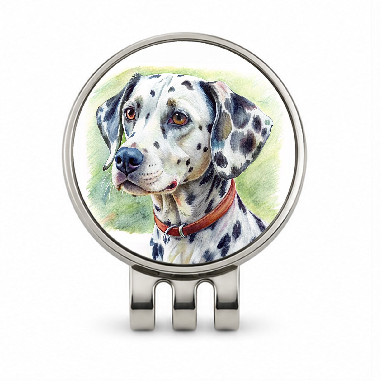 Dalmatian Dog Illustration Golf Hat Clip with Ball Marker
