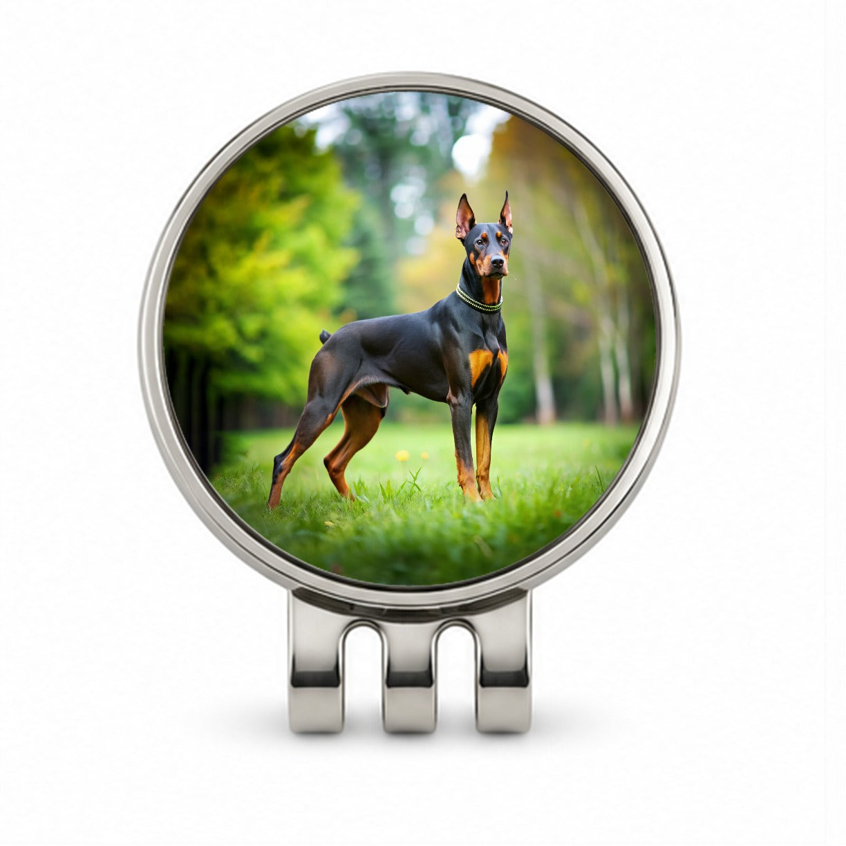 Doberman Pinscher Dog Photo Golf Hat Clip with Ball Marker