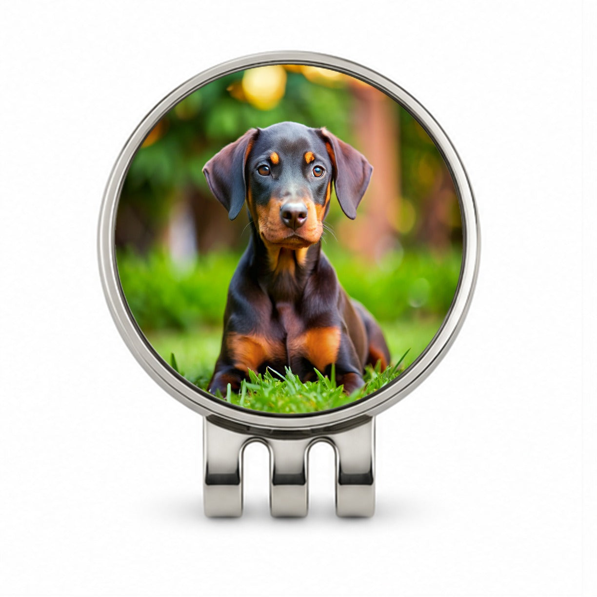 Doberman Pinscher Dog Puppy Photo Golf Hat Clip with Ball Marker