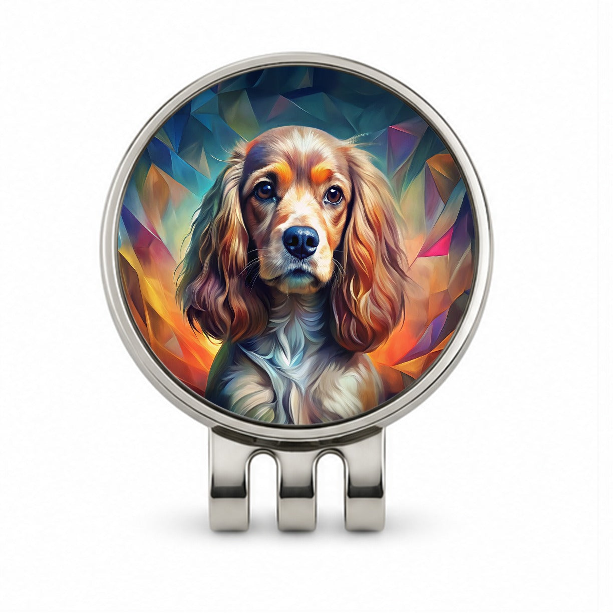 English Cocker Spaniel Dog Abstract Stylized Art Golf Hat Clip with Ball Marker