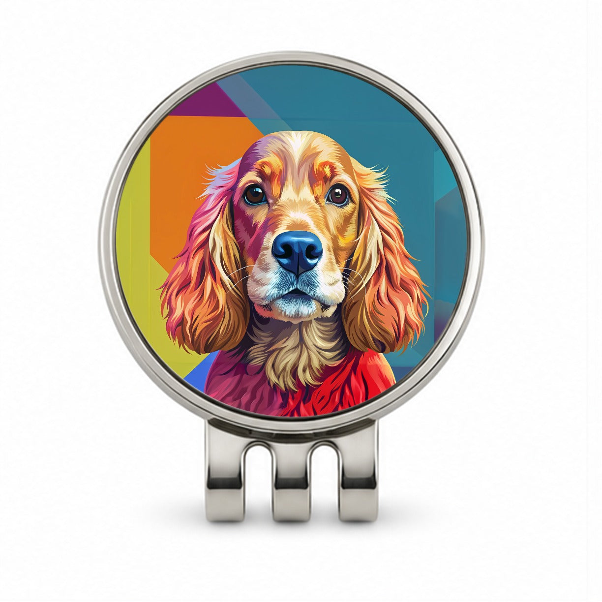 English Cocker Spaniel Dog Pop Art Golf Hat Clip with Ball Marker