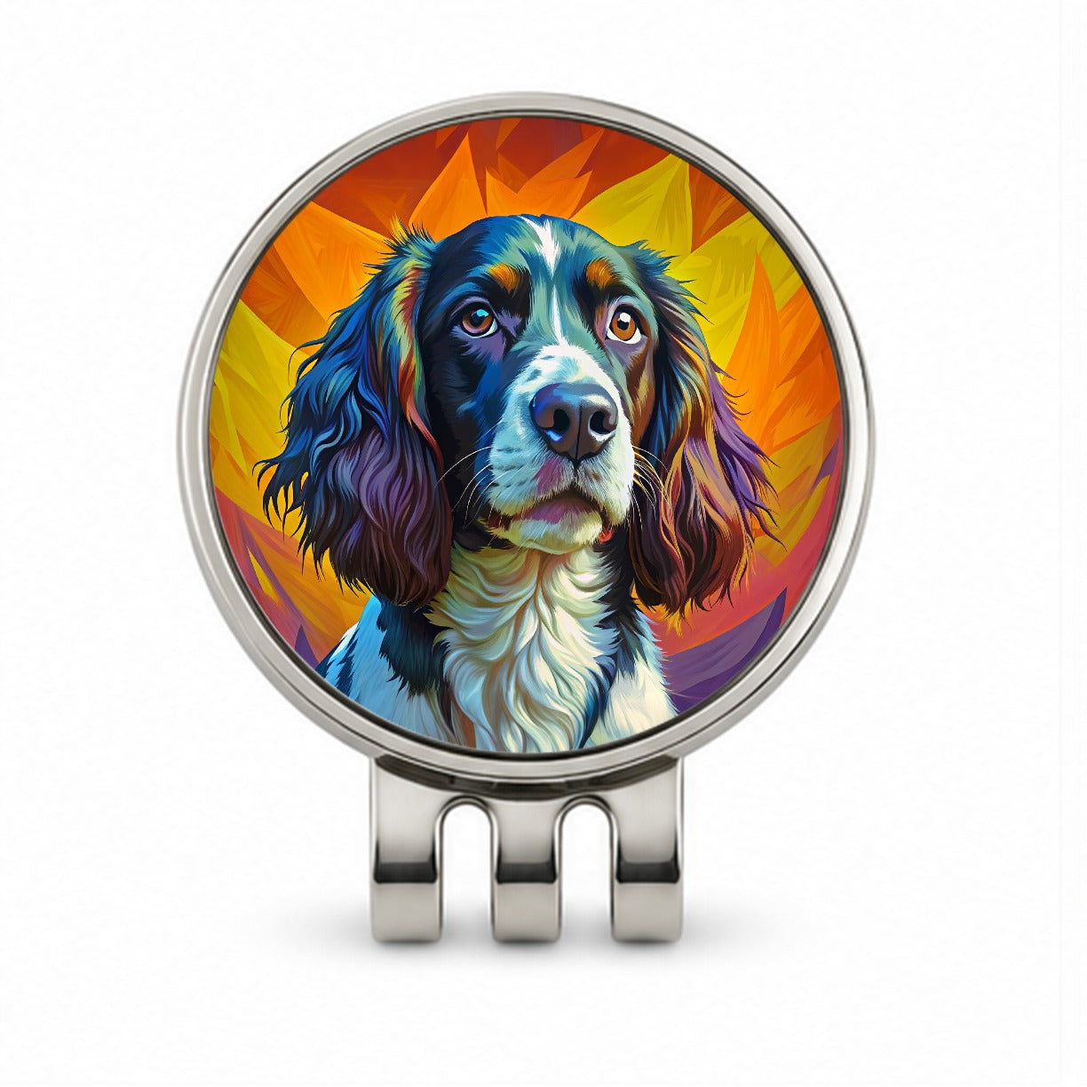English Springer Spaniel Dog Pop Art Golf Hat Clip with Ball Marker