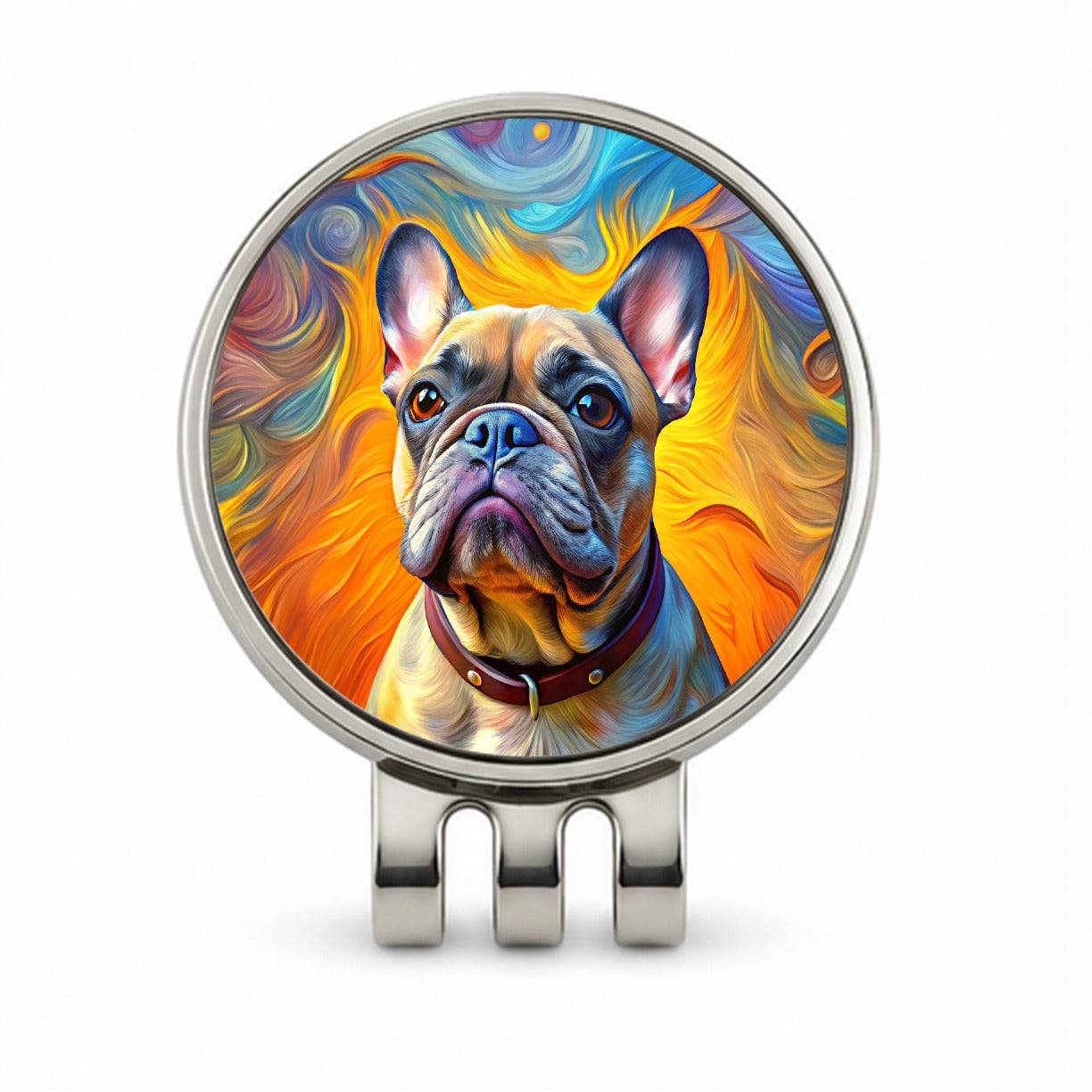 French Bulldog Frenchie Dog Expressionism Art Golf Hat Clip with Ball Marker