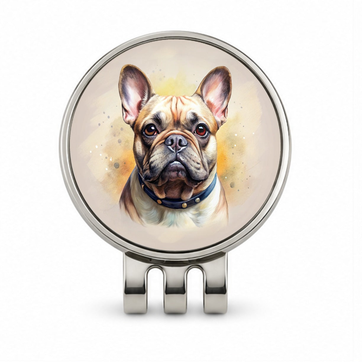 French Bulldog Frenchie Dog Illustration Golf Hat Clip with Ball Marker