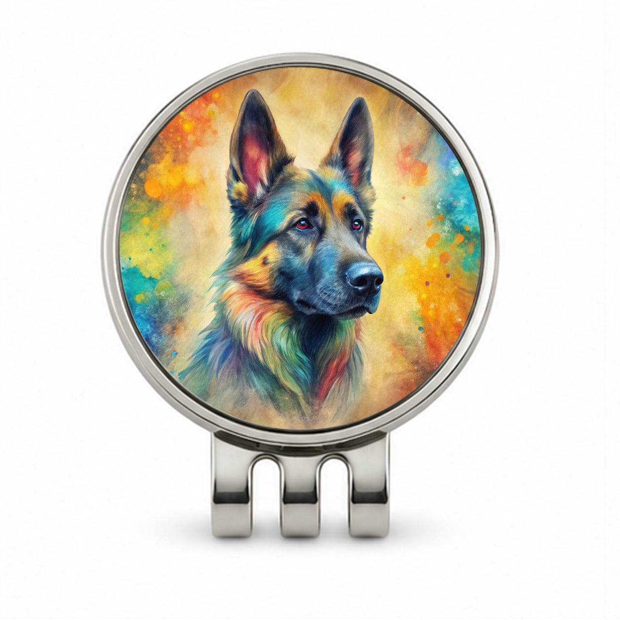 German Shepherd Dog Abstract Art Golf Hat Clip with Ball Marker