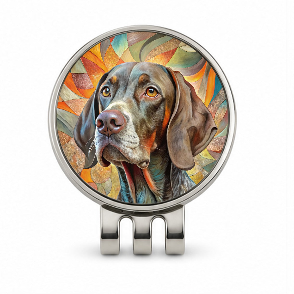 German Shorthaired Pointer Dog Abstract Art Golf Hat Clip with Ball Marker