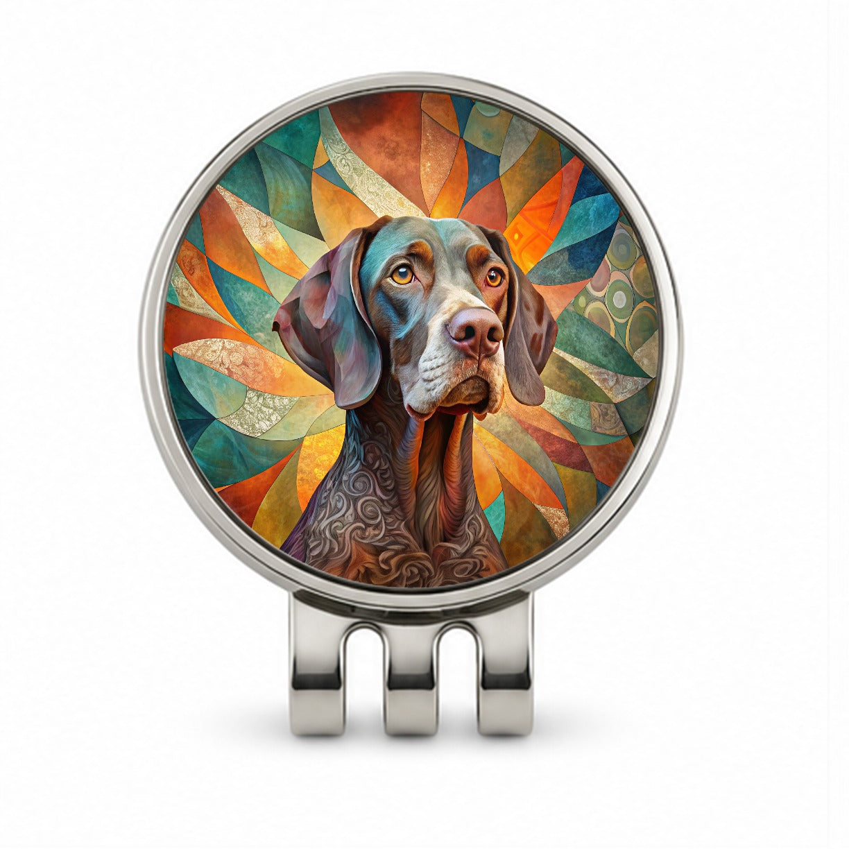 German Shorthaired Pointer Dog Abstract Stylized Art Golf Hat Clip with Ball Marker