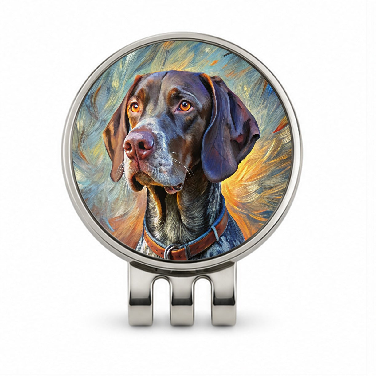 German Shorthaired Pointer Dog Expressionism Art Golf Hat Clip with Ball Marker