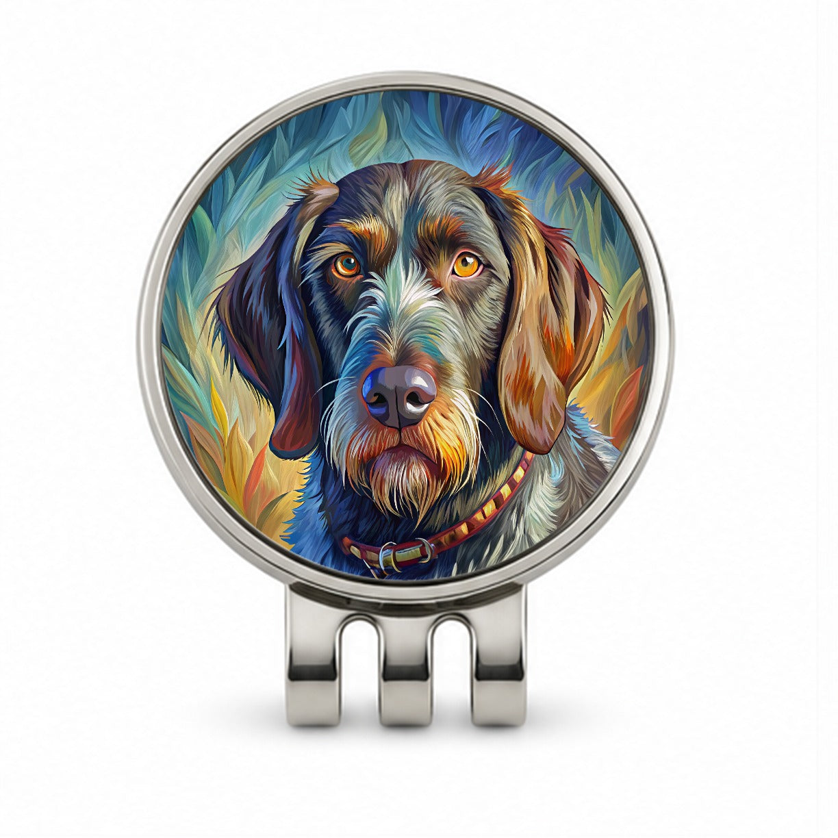 German Wirehaired Pointer Dog Pop Art Golf Hat Clip with Ball Marker