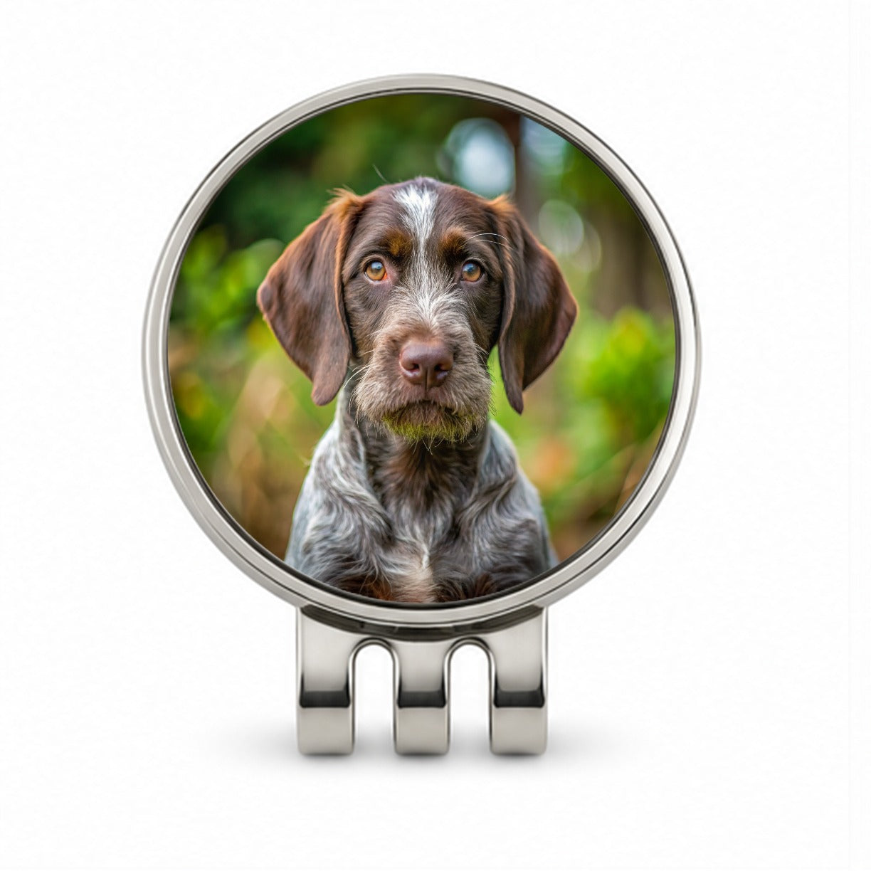 German Wirehaired Pointer Dog Puppy Photo Golf Hat Clip with Ball Marker