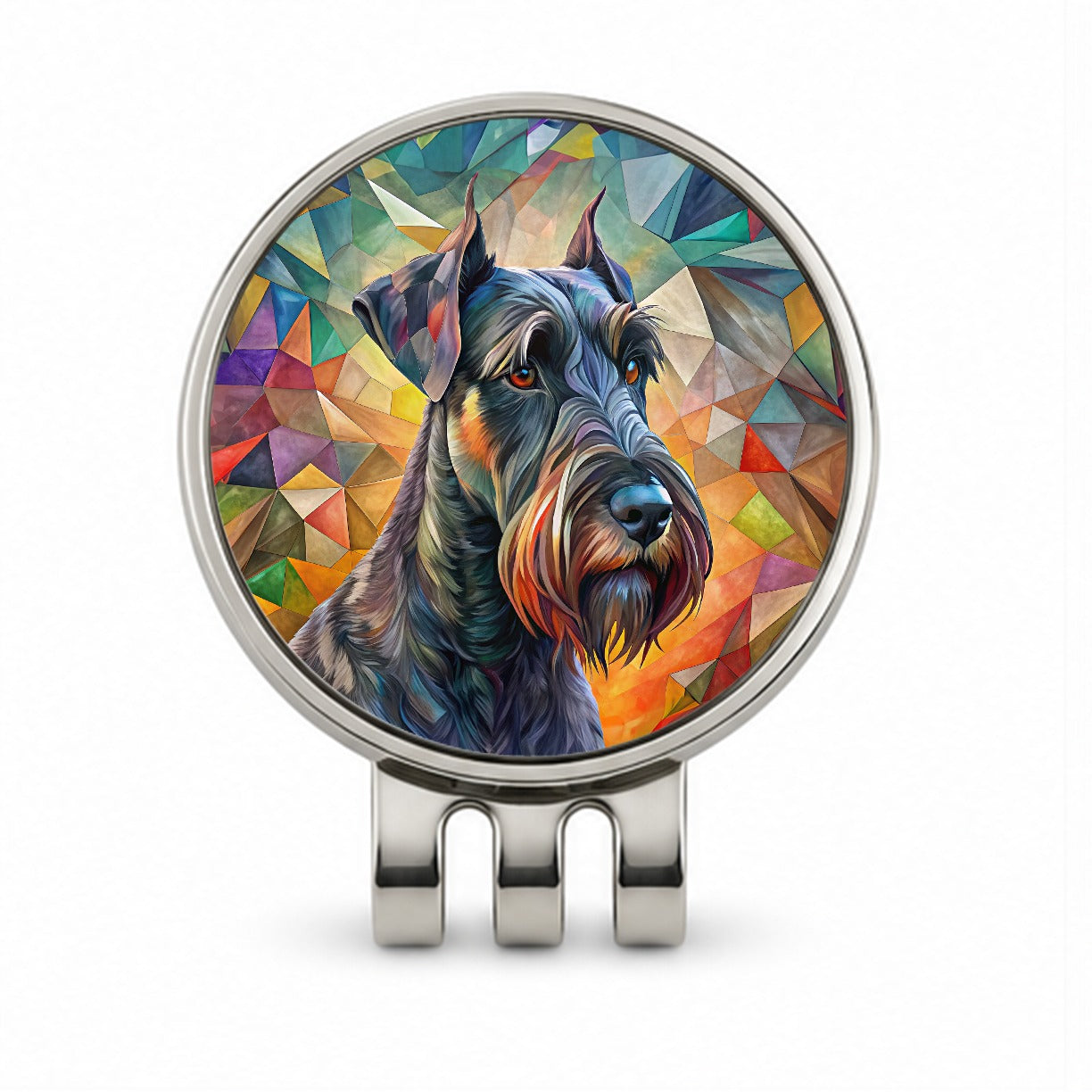 Giant Schnauzer Dog Abstract Art Golf Hat Clip with Ball Marker