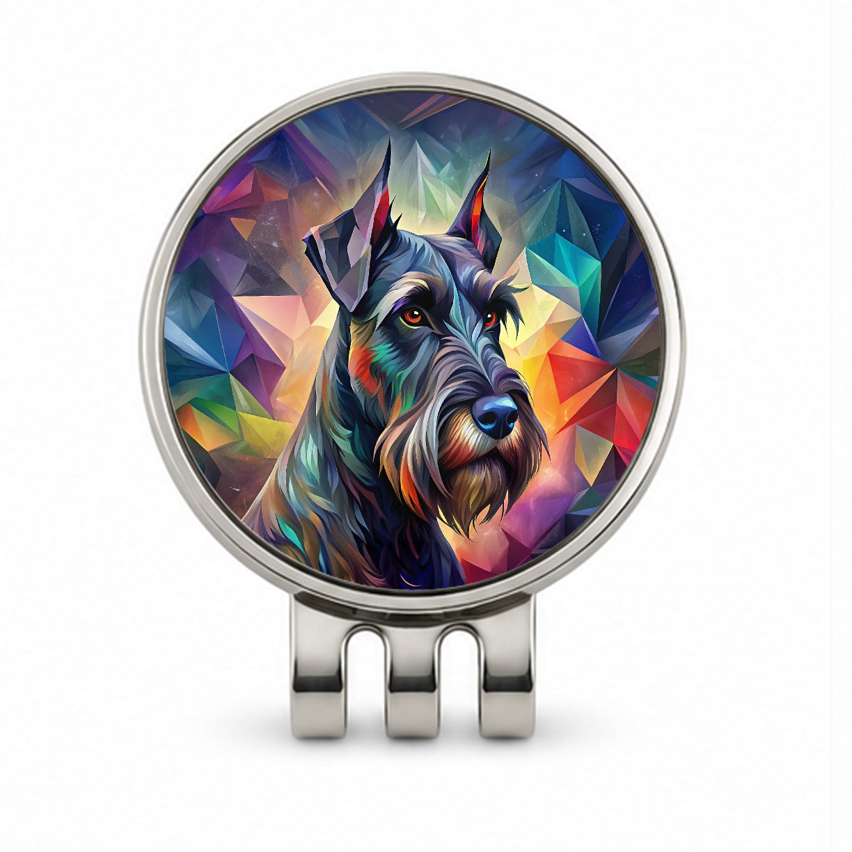 Giant Schnauzer Dog Abstract Stylized Art Golf Hat Clip with Ball Marker