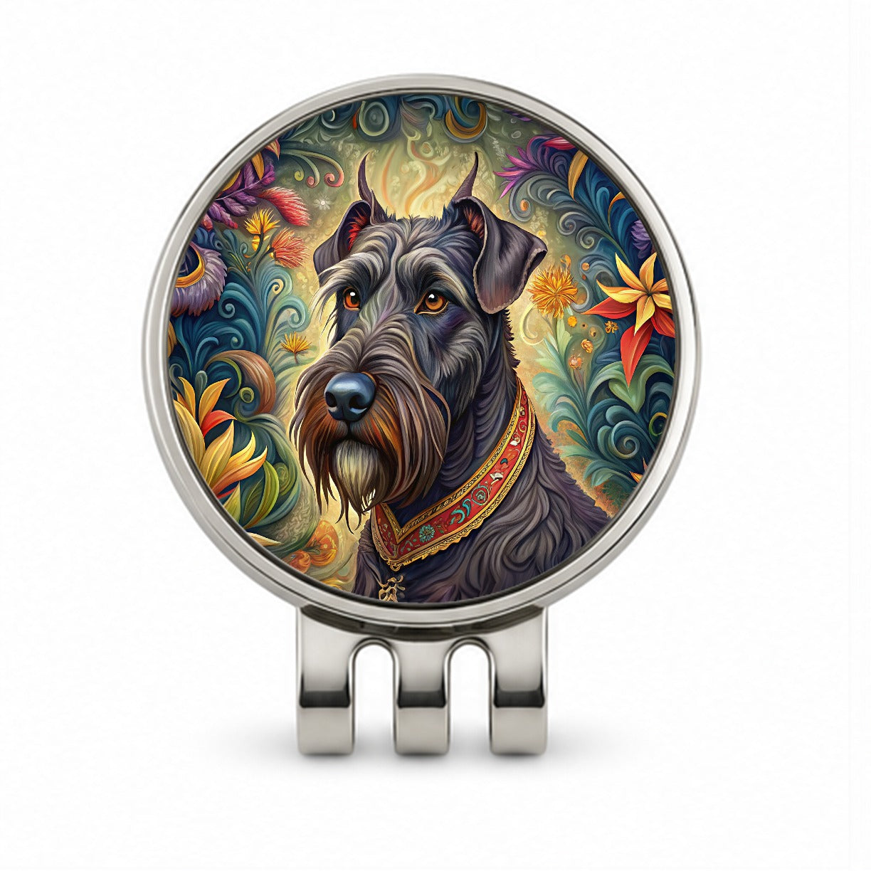 Giant Schnauzer Dog French Bohemian Art Golf Hat Clip with Ball Marker