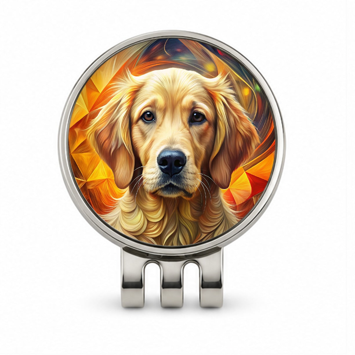 Golden Retriever Dog Abstract Art Golf Hat Clip with Ball Marker