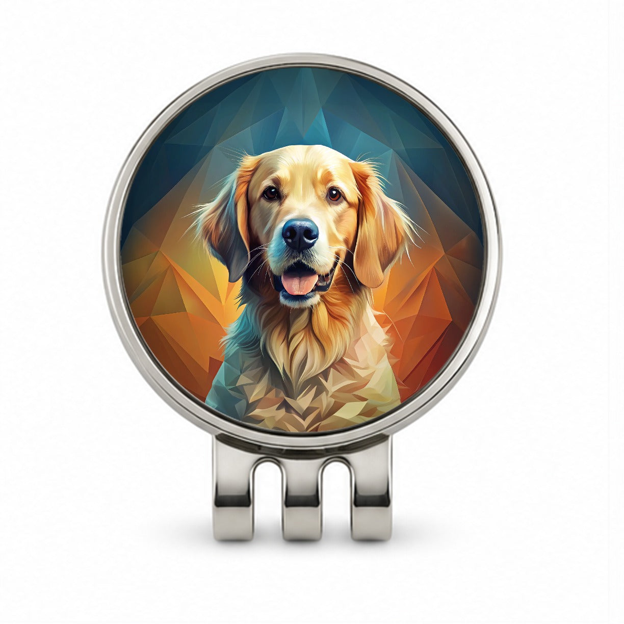 Golden Retriever Dog Contemporary Art Golf Hat Clip with Ball Marker