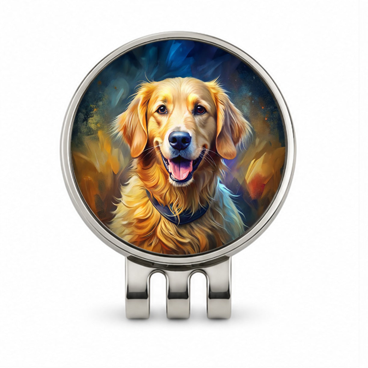Golden Retriever Dog Expressionism Art Golf Hat Clip with Ball Marker