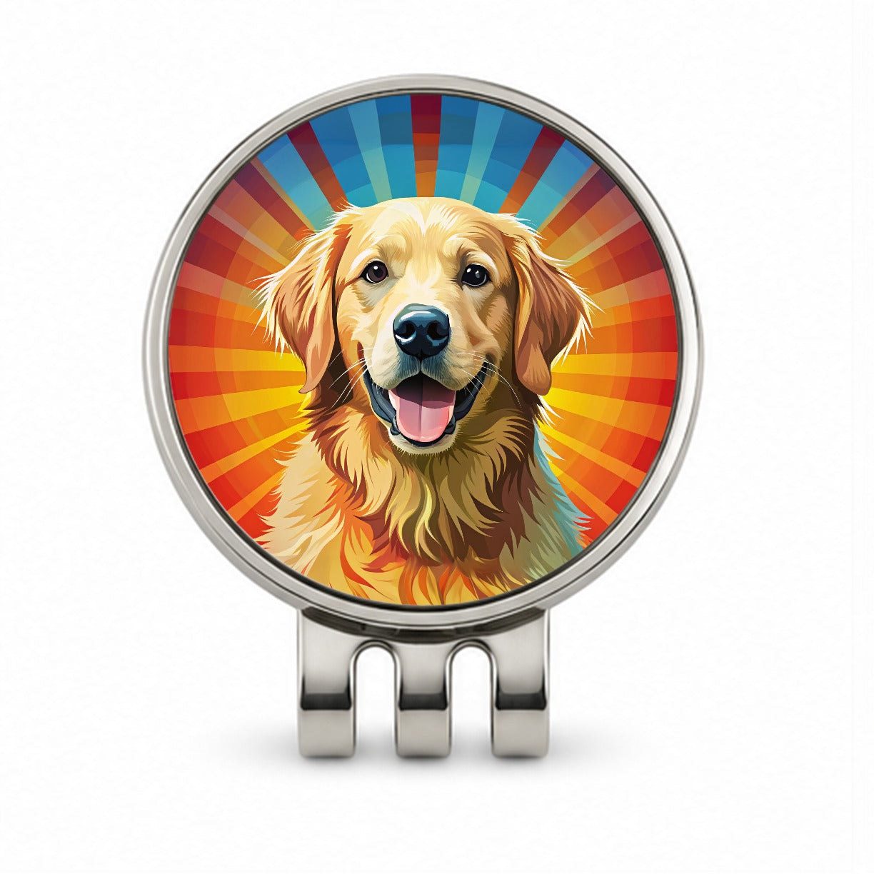 Golden Retriever Dog Pop Art Golf Hat Clip with Ball Marker