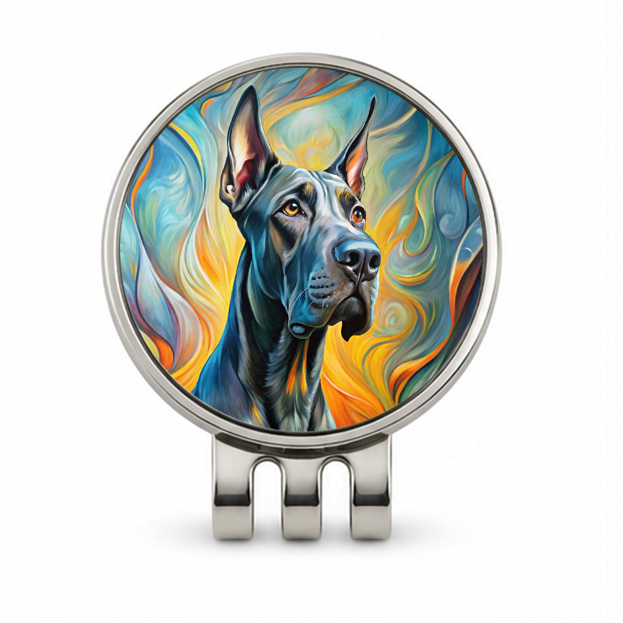 Great Dane Dog Abstract Art Golf Hat Clip with Ball Marker