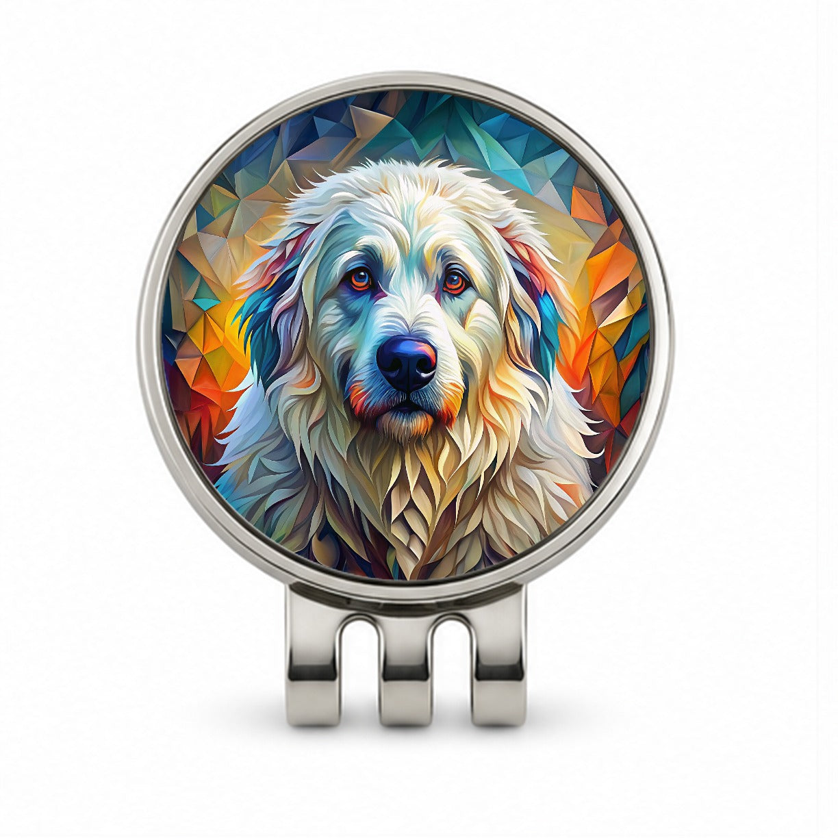 Great Pyrenees Dog Abstract Stylized Art Golf Hat Clip with Ball Marker