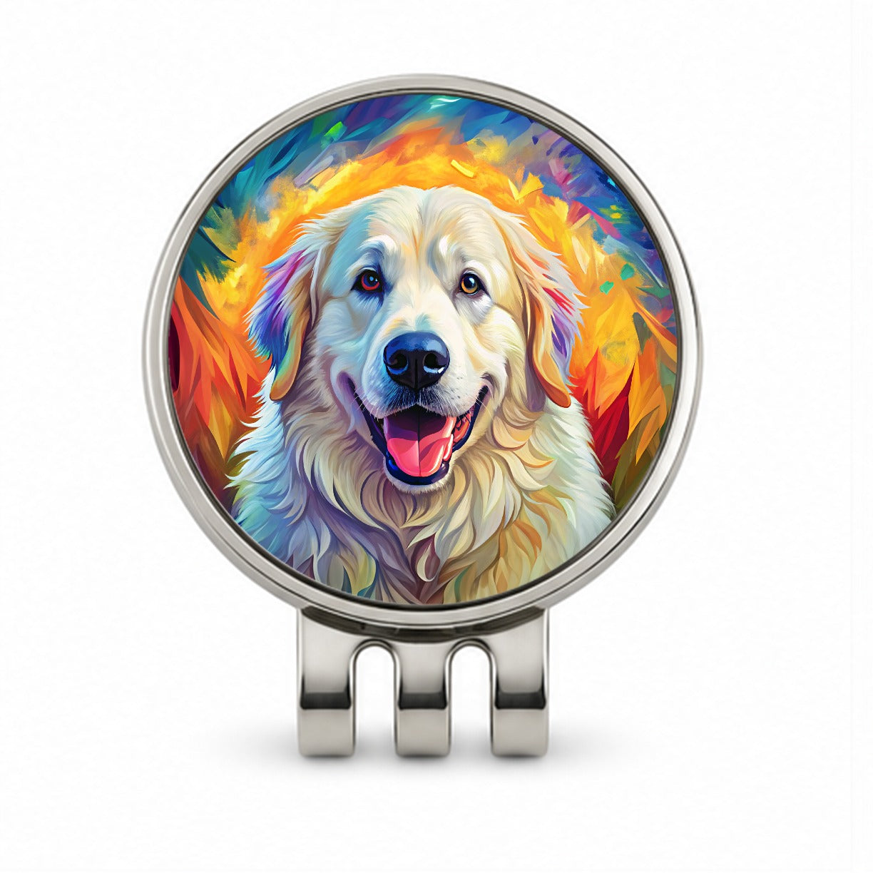 Great Pyrenees Dog Pop Art Golf Hat Clip with Ball Marker