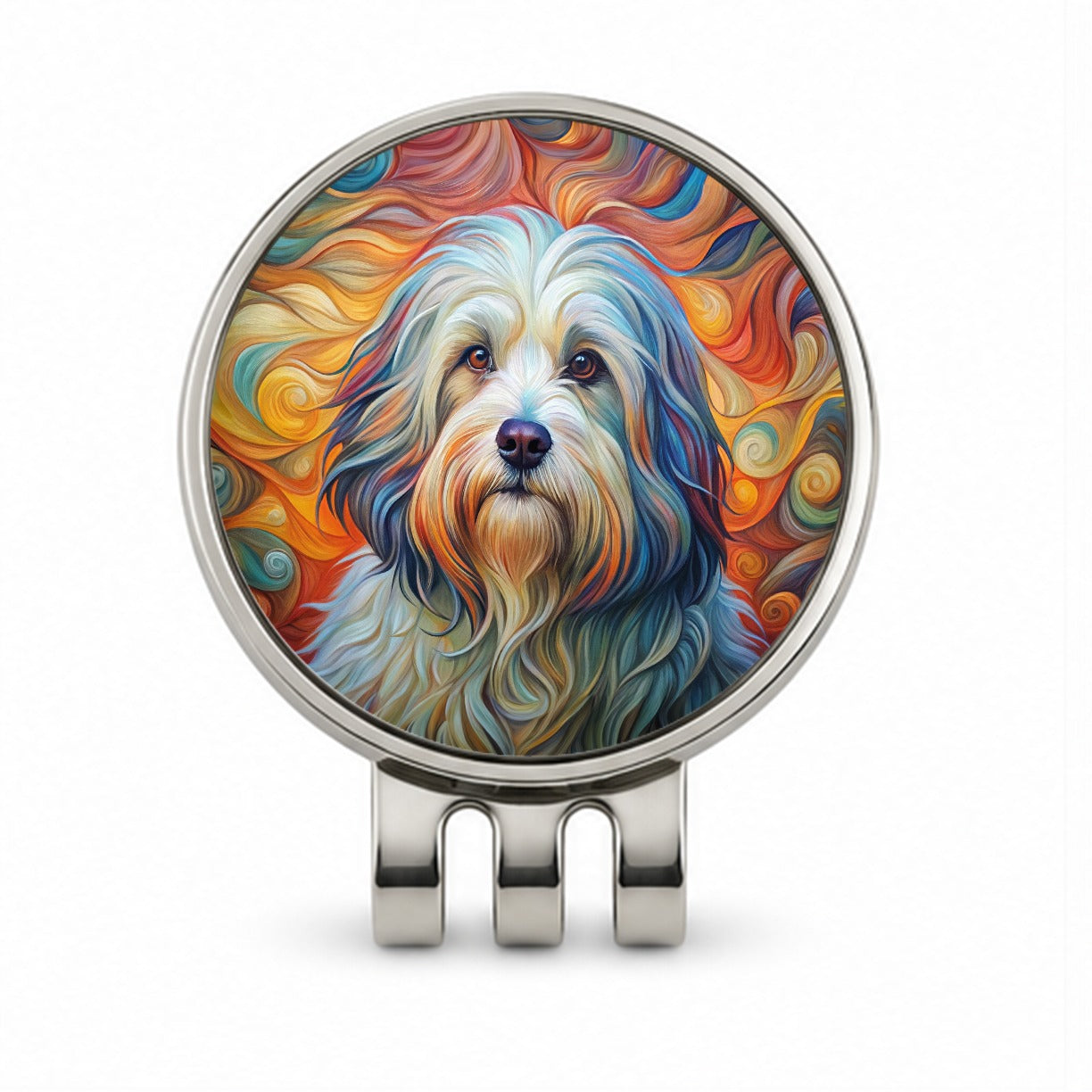 Havanese Dog Abstract Art Golf Hat Clip with Ball Marker