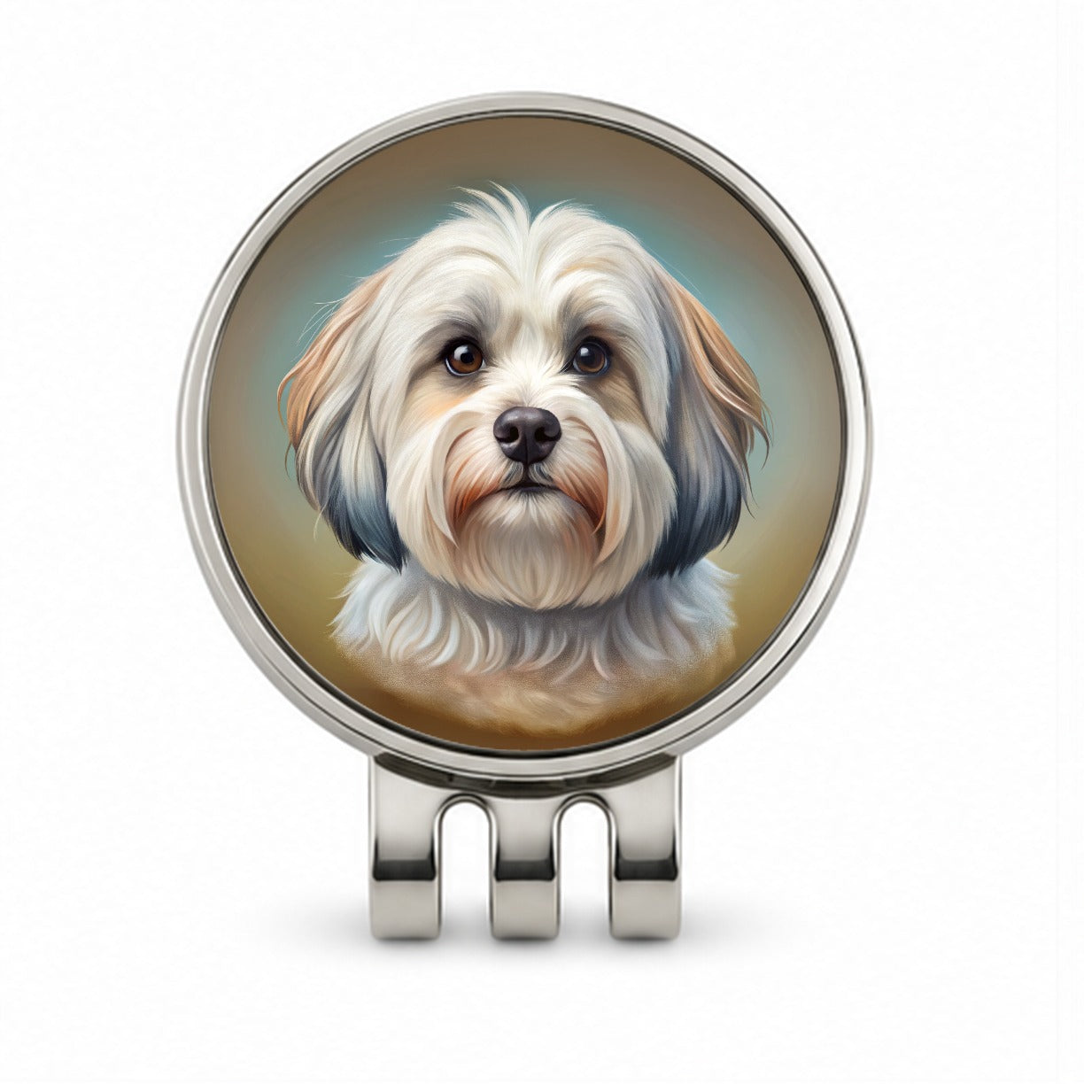 Havanese Dog Illustration Golf Hat Clip with Ball Marker