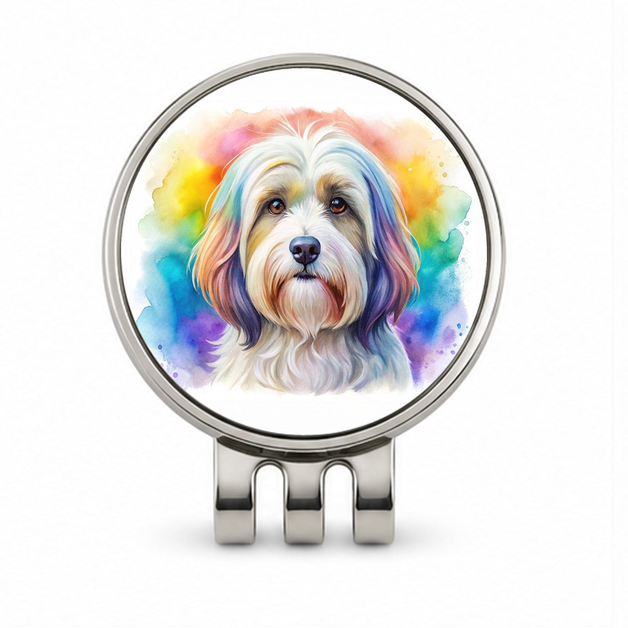 Havanese Dog Watercolor Style Golf Hat Clip with Ball Marker