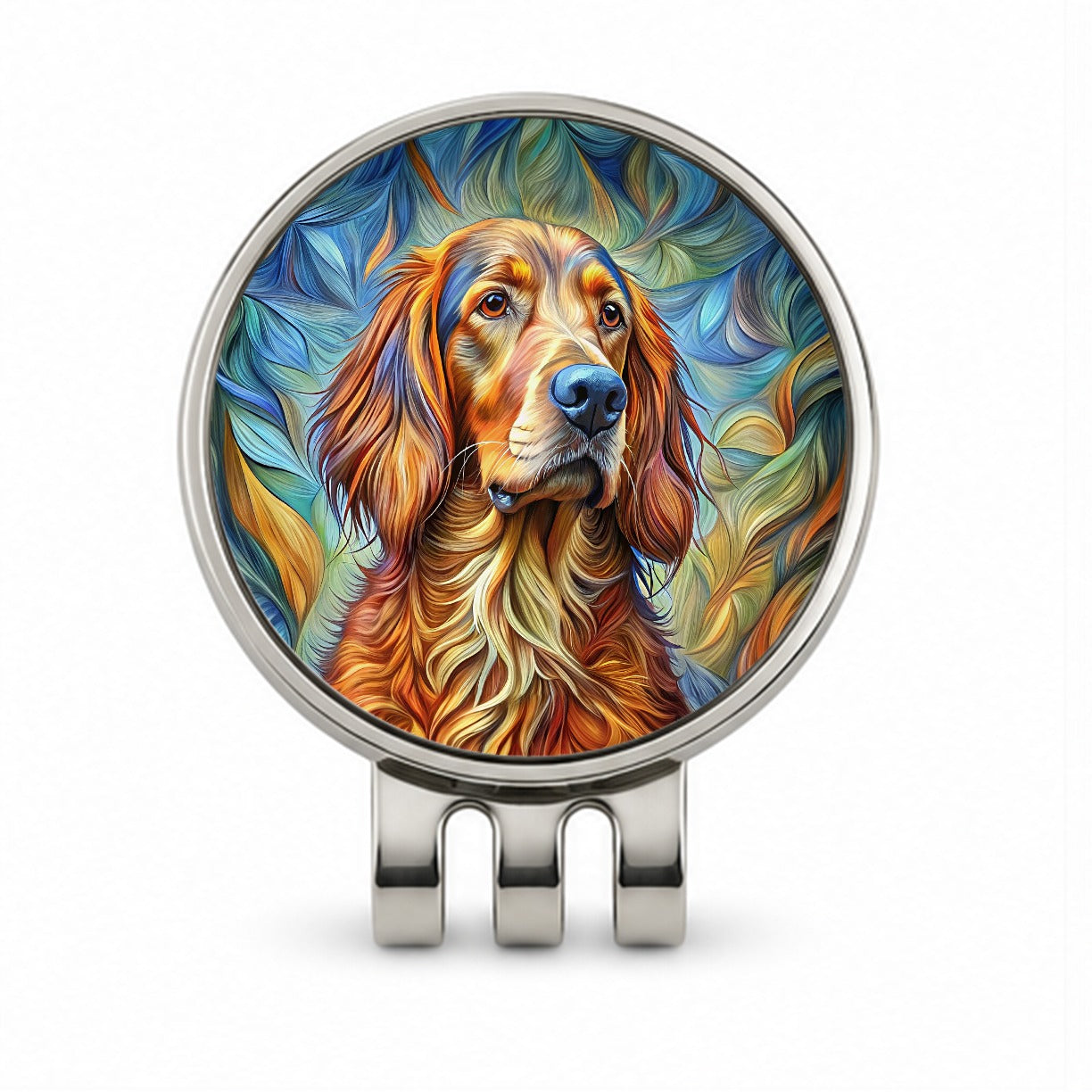 Irish Setter Dog Abstract Stylized Art Golf Hat Clip with Ball Marker
