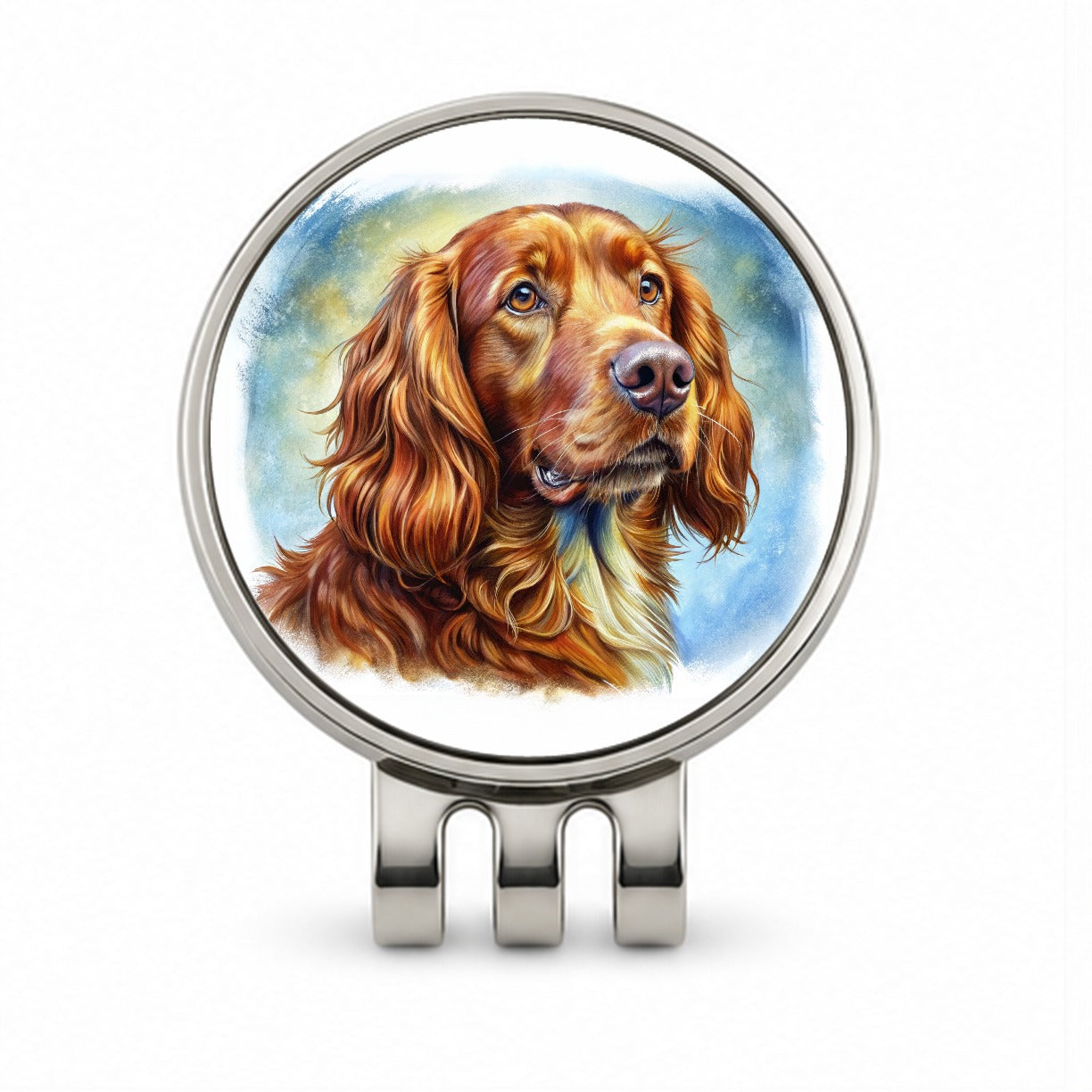 Irish Setter Dog Illustration Golf Hat Clip with Ball Marker