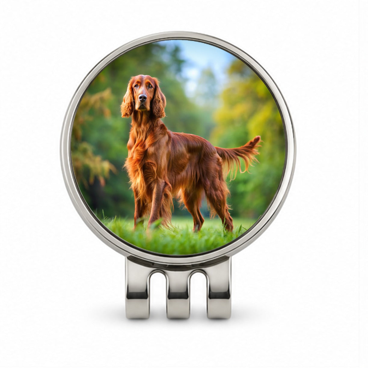 Irish Setter Dog Photo Golf Hat Clip with Ball Marker