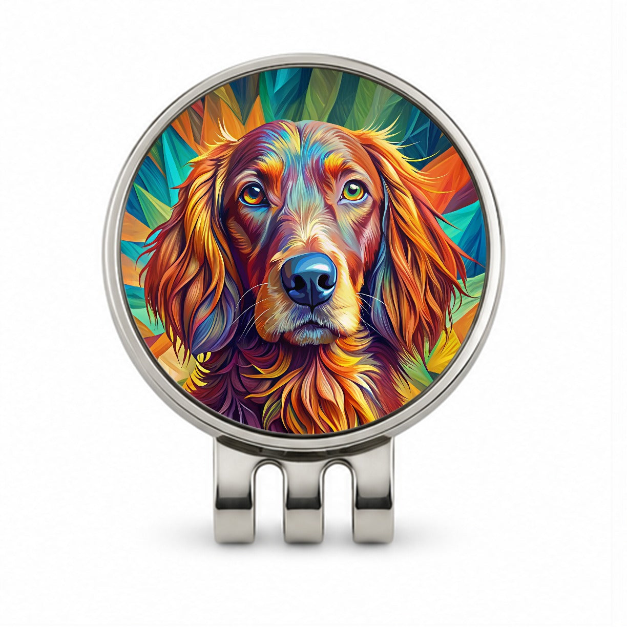 Irish Setter Dog Pop Art Golf Hat Clip with Ball Marker